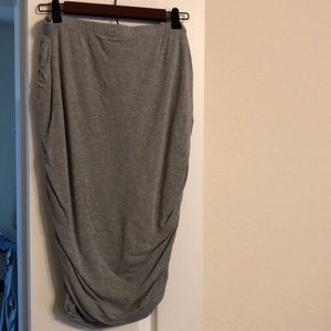 Gray side gathering pencil skirt